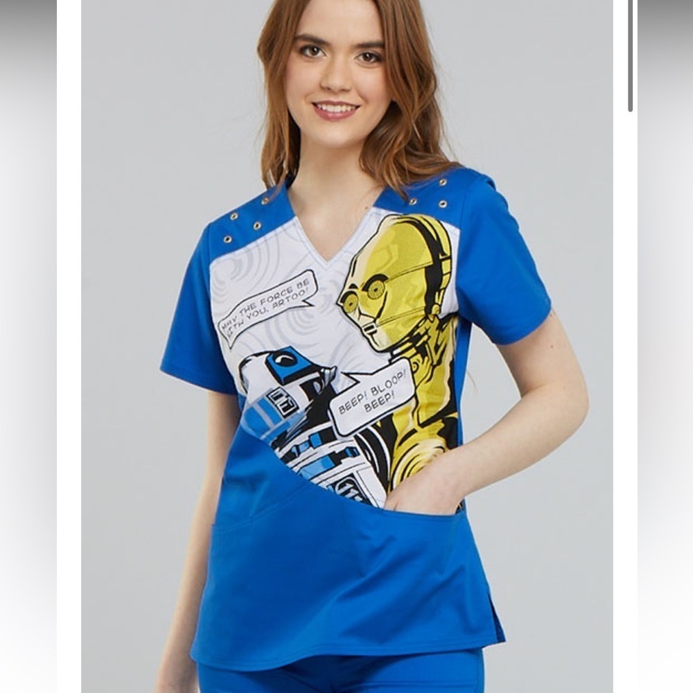 R2D2 and C3PO Star Wars Scrub Top for Women